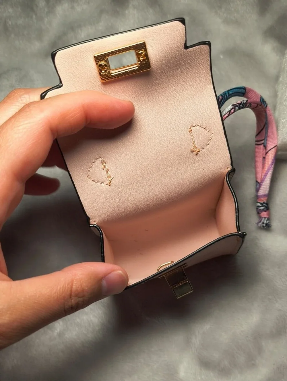 Pink and Gold Fashion Mini Coin Purse Keychain LIKE NEW